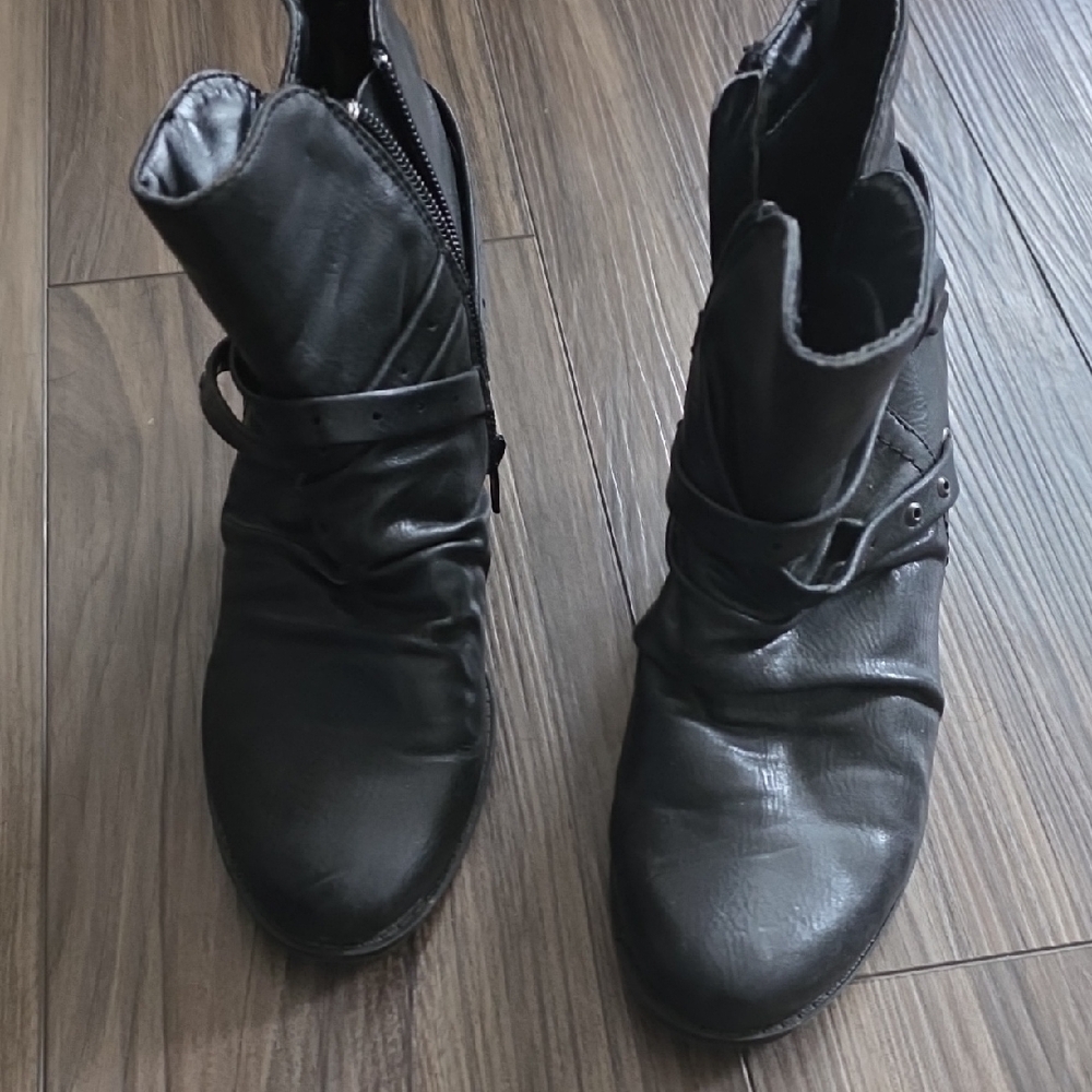 BareTraps Black Women's Faux Leather Ankle Boots with Wrap Strap